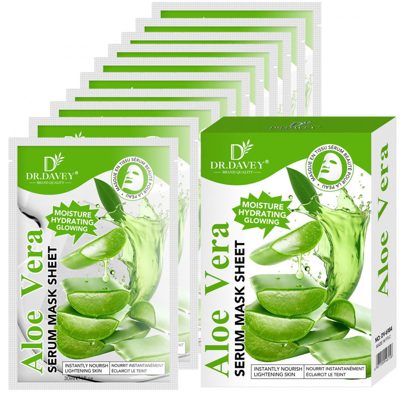 Sheet Face Mask Pack - Aloe Vera Serum Gesichtsmaskenblatt Gesichtspflege Feuchtigkeitsspendend
