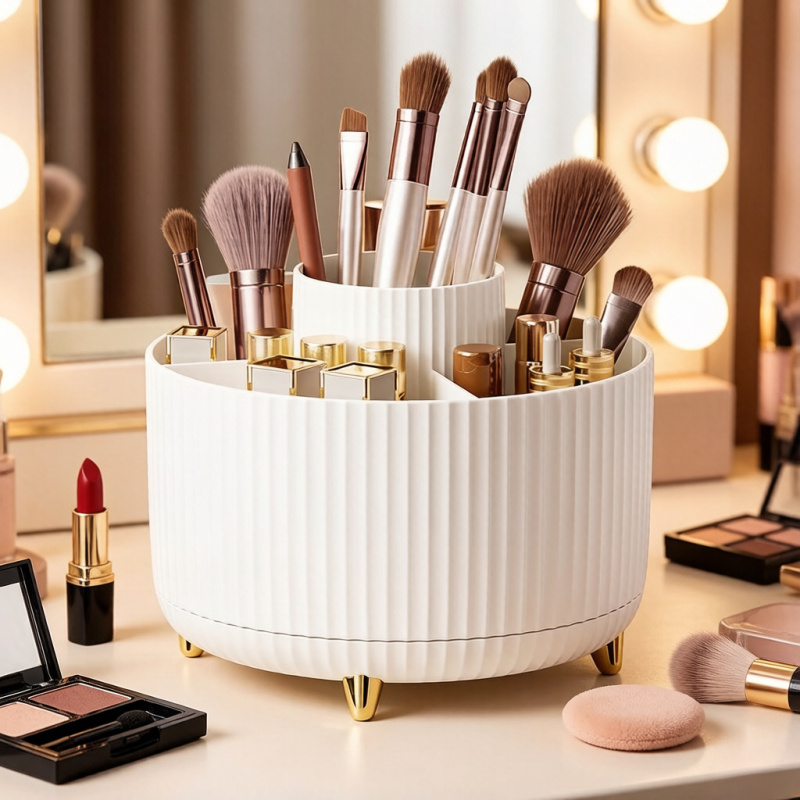 Beauty Kiss Makeup - 360 ° Drehbare Make-up-Aufbewahrungsbox, Großer Kosmetik-Organizer