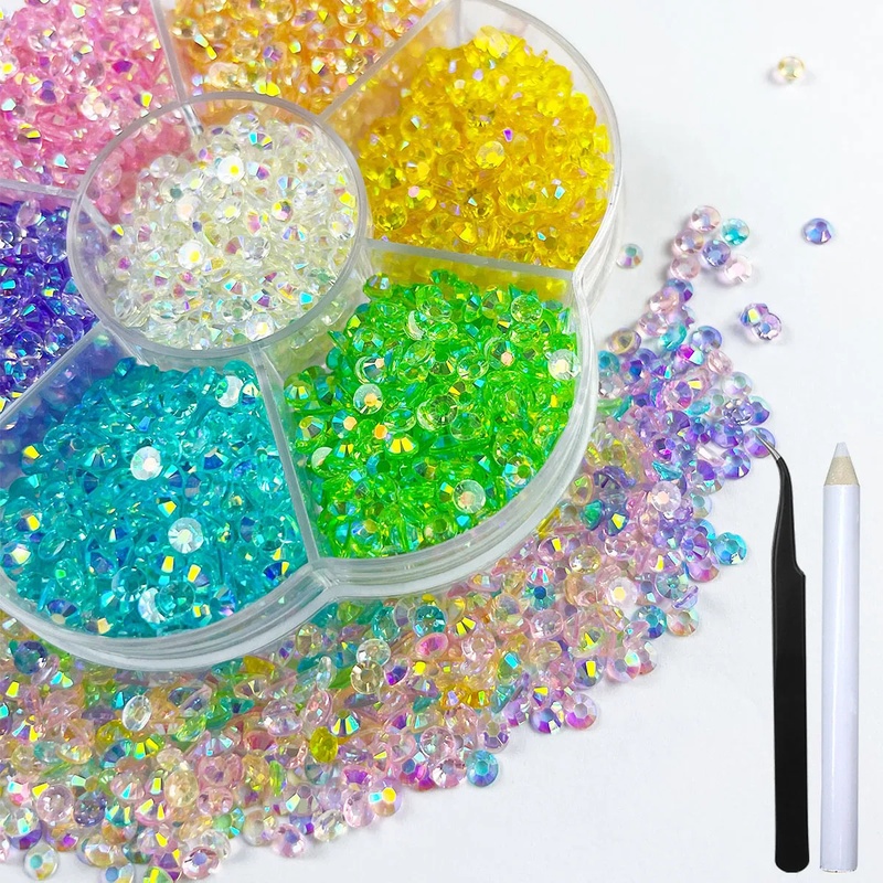 Beauty Gems Makeup - 3920 Stück AB-Harz Flache Strass-Steine, 3mm