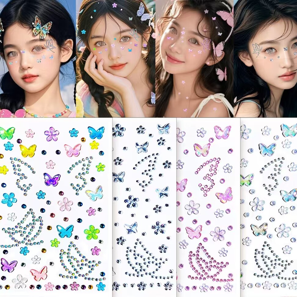 Beauty Gems Makeup - 1 Stück 3D Funkelnder Schmetterling Strass