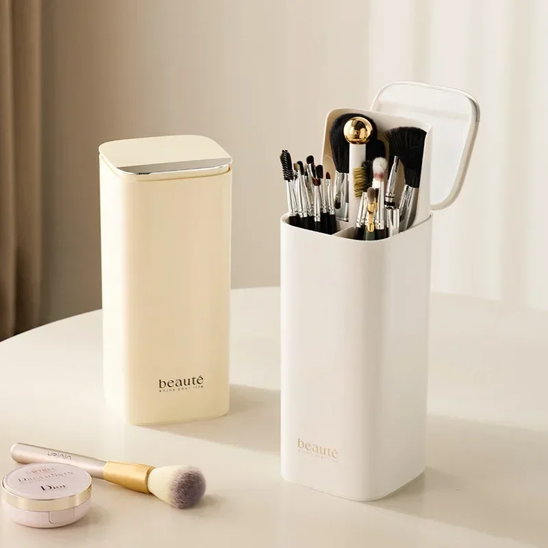 Beauty Kiss Makeup - Automatischer Staubdichter Make-up-Pinselhalter mit Hebefunktion, Desktop-Kosmetikwerkzeughalter,