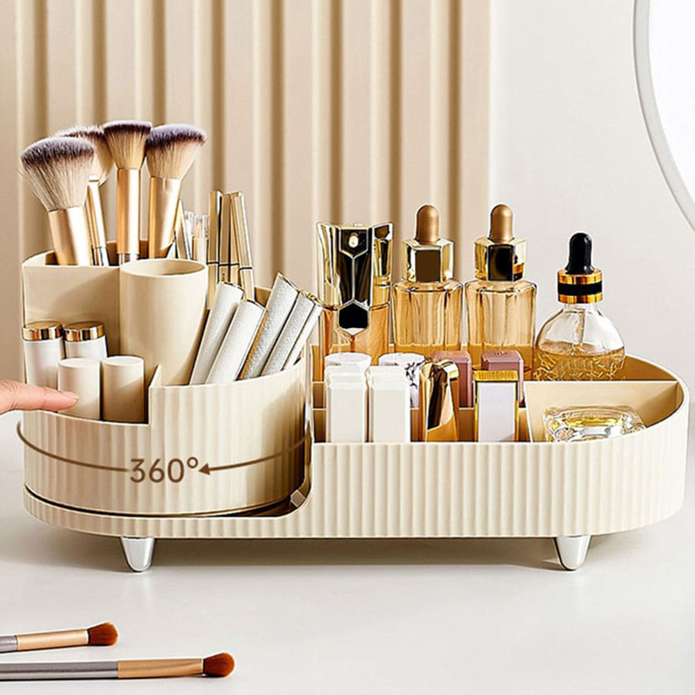 Beauty Kiss Makeup - 360 ° Drehbarer Make-up-Organizer mit Mehrfachfächern,